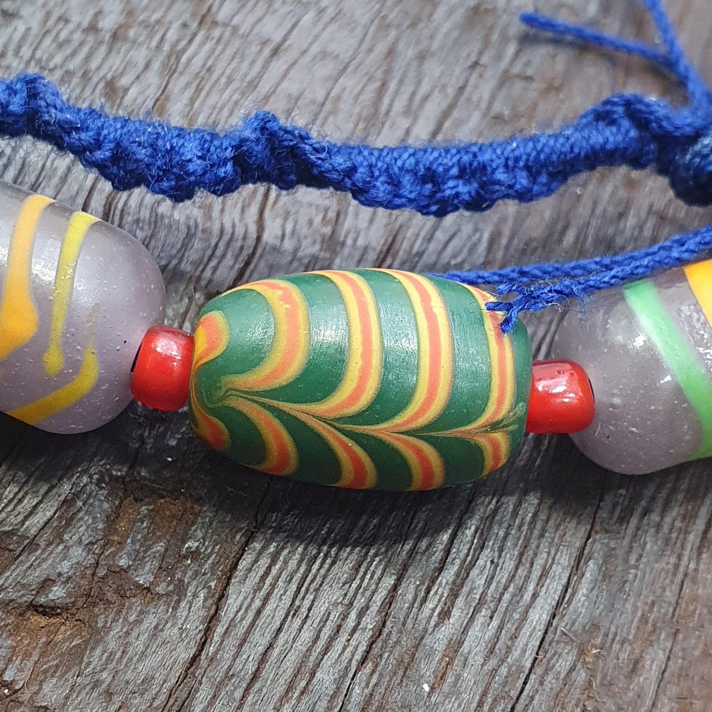 Venetian Style Mix Pattern Beads Necklace, 26 Inches Long, Handmade Vintage Glass Skunk Beads, Statement Jewelry, Unique Beaded Necklace