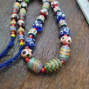 Venetian Style Mix, Boho Necklace, Bold Dot Pattern | Glass Skunk Trade Beads | 26 Inches, 10Mm