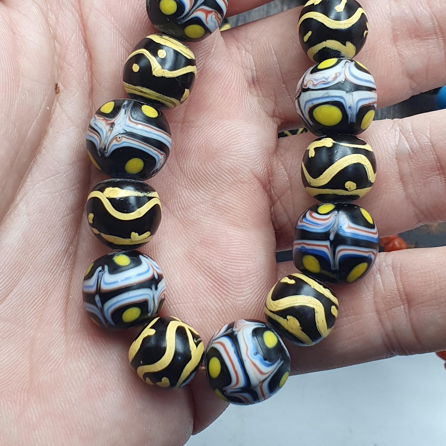 Vintage fancy venetian African style trade beads Necklace | 26inches long strand