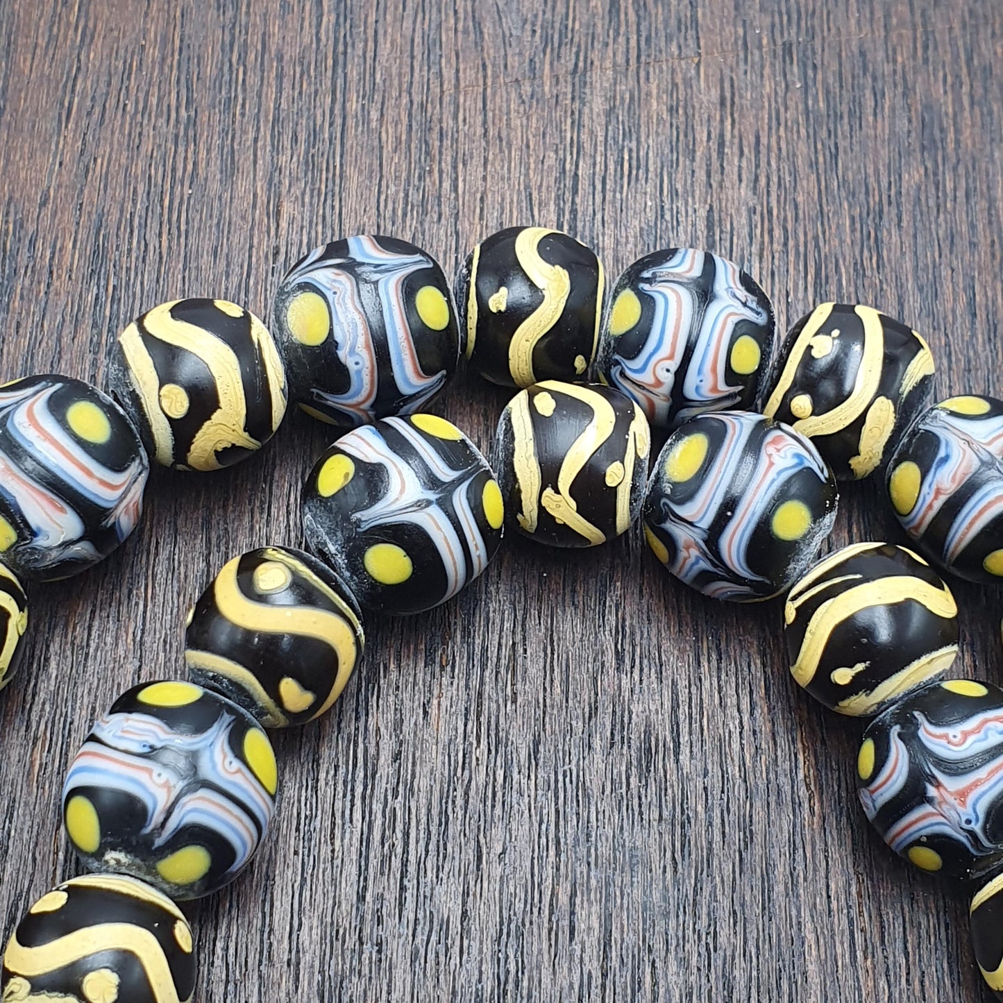 Vintage fancy venetian African style trade beads Necklace | 26inches long strand
