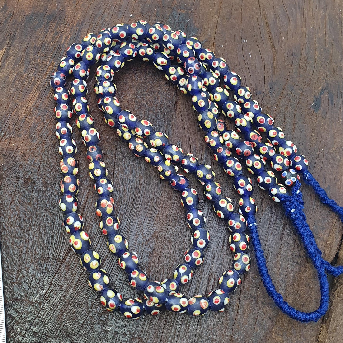 Venetian style Blue Skunk Beads African Style Trade Glass Round Blue White Eye Beads Jewelry Making