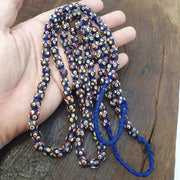Venetian Style Blue, African Trade Beads, Handcrafted Jewelry | Glass | 9mm, 22in Strand - Eye Motif