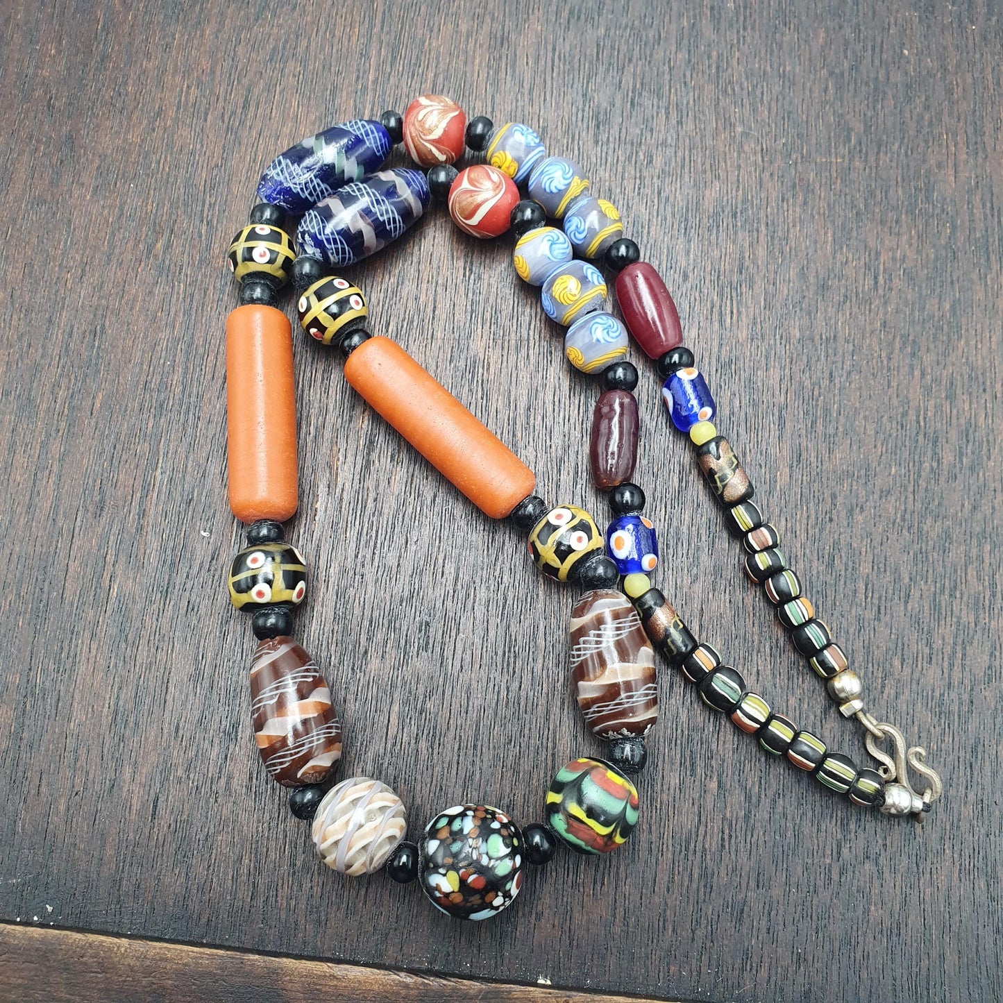 Vintage Venetian Style Millefiori Glass Beads Necklace Lampwork Jewelry - Rare Bead Strand