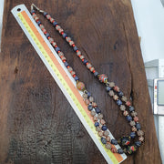 Vintage Striped Glass Trade Bead Necklace Multi-Strand with Patterned Focal Beads