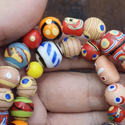 Mixed Millefiori African Style Glass Beads Mosaic Eye Pattern Strand 24 inches Long, Vintage beads, Ethnic Inspiration, Handcrafted Jewelry