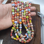 Mixed Millefiori African Style Glass Beads Mosaic Eye Pattern Strand 24 inches Long, Vintage beads, Ethnic Inspiration, Handcrafted Jewelry