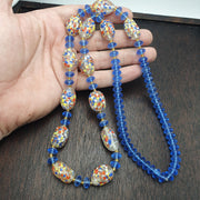 Glass Confetti Bead, Venetian Style Necklace | Handcrafted Millefiori Artistry, Translucent Blue Spacers - 26 Inch