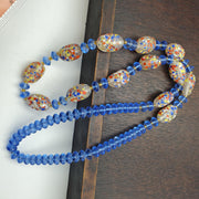 Glass Confetti Bead, Venetian Style Necklace | Handcrafted Millefiori Artistry, Translucent Blue Spacers - 26 Inch