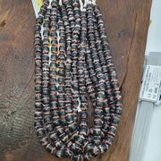 Black Red Feathered, African Style Round Chevron Necklace | Venetian Inspired Glass | 20-Inch Strand, 9-9.5mm