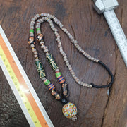 Handmade Glass Bead Statement Necklace, Large Colorful Swirl Focal Pendant, Vibrant Artisan Jewelry, Unique Bohemian . for Her