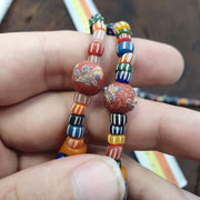Handcrafted Glass Statement Necklace with Large Swirl Orb Pendant, Colorful Chevron Artisan Jewelry, Unique . for Her