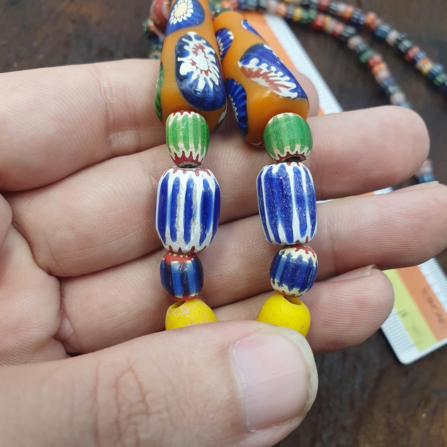 Handcrafted Glass Statement Necklace with Large Swirl Orb Pendant, Colorful Chevron Artisan Jewelry, Unique Gift for Her