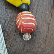 Handcrafted Glass Statement Necklace with Large Swirl Orb Pendant, Colorful Chevron Artisan Jewelry, Unique . for Her