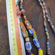 Handcrafted Glass Statement Necklace with Large Swirl Orb Pendant, Colorful Chevron Artisan Jewelry, Unique . for Her
