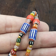 African Style Bead Necklace with Millefiori Glass Pendant, Tribal Style Artisan Jewelry for Boho Lovers