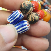 African Style Bead Necklace with Millefiori Glass Pendant, Tribal Style Artisan Jewelry for Boho Lovers