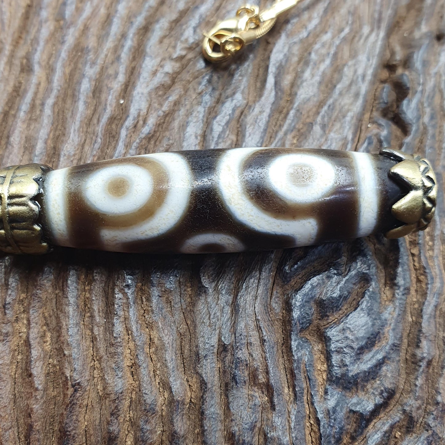 Rare 6 eyes tibetan nepalese agate bead dzi pendant necklace