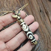 Rare 6 eyes tibetan nepalese agate bead dzi pendant necklace
