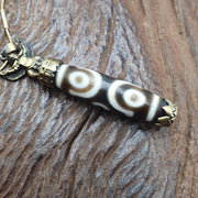 Rare 6 eyes tibetan nepalese agate bead dzi pendant necklace