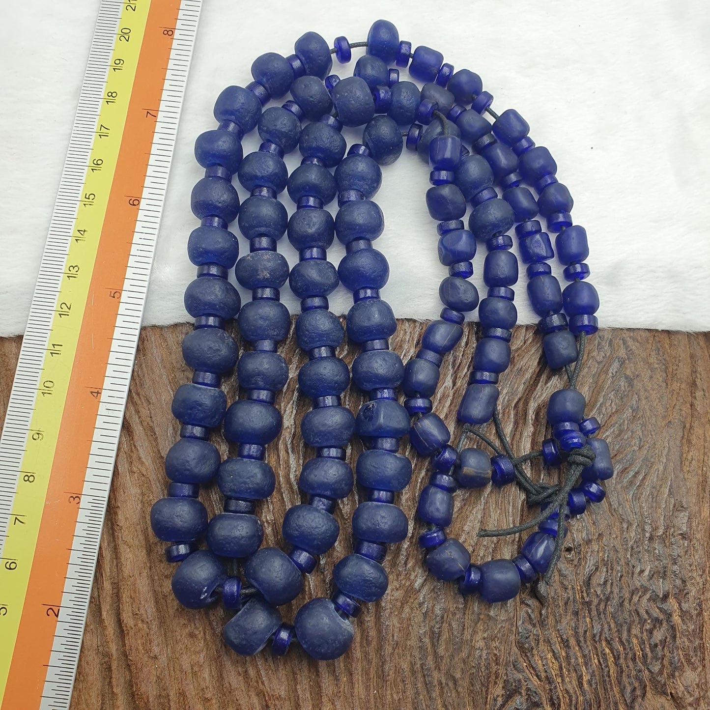 Vintage cobalt blue glass African beads 9-13mm necklace gift