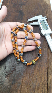 East Oasis African Style Glass Bead Necklace, Colourful Millefiori Lampwork Boho Strand