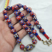 Venetian Style Polka, Boho Chic Necklace | Vintage Glass Whiteheart Beads | 12mm, 22-Inch Layering