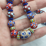 Venetian Style Polka, Boho Chic Necklace | Vintage Glass Whiteheart Beads | 12mm, 22-Inch Layering