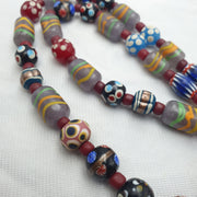 Venetian Style Mix, Boho Chic Necklace | Vintage Glass | 10 Mm Beads, Black Hundred Eyes Skunk, 24 Inches