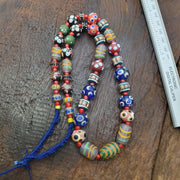 Venetian Style Mix, Boho Necklace, Bold Dot Pattern | Glass Skunk Trade Beads | 26 Inches, 10Mm