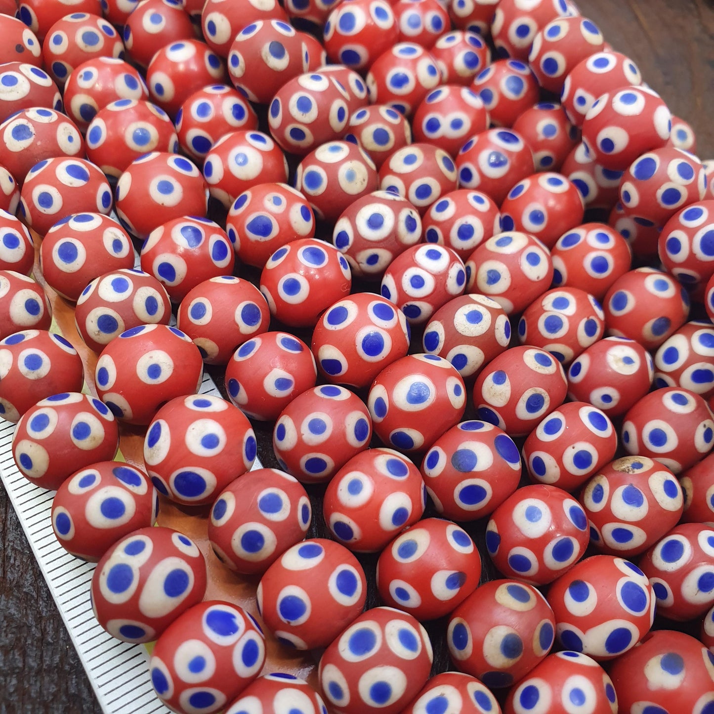 Venetian style Red Skunk Beads African Style Trade Glass Round Blue White Eye Beads Jewelry Making