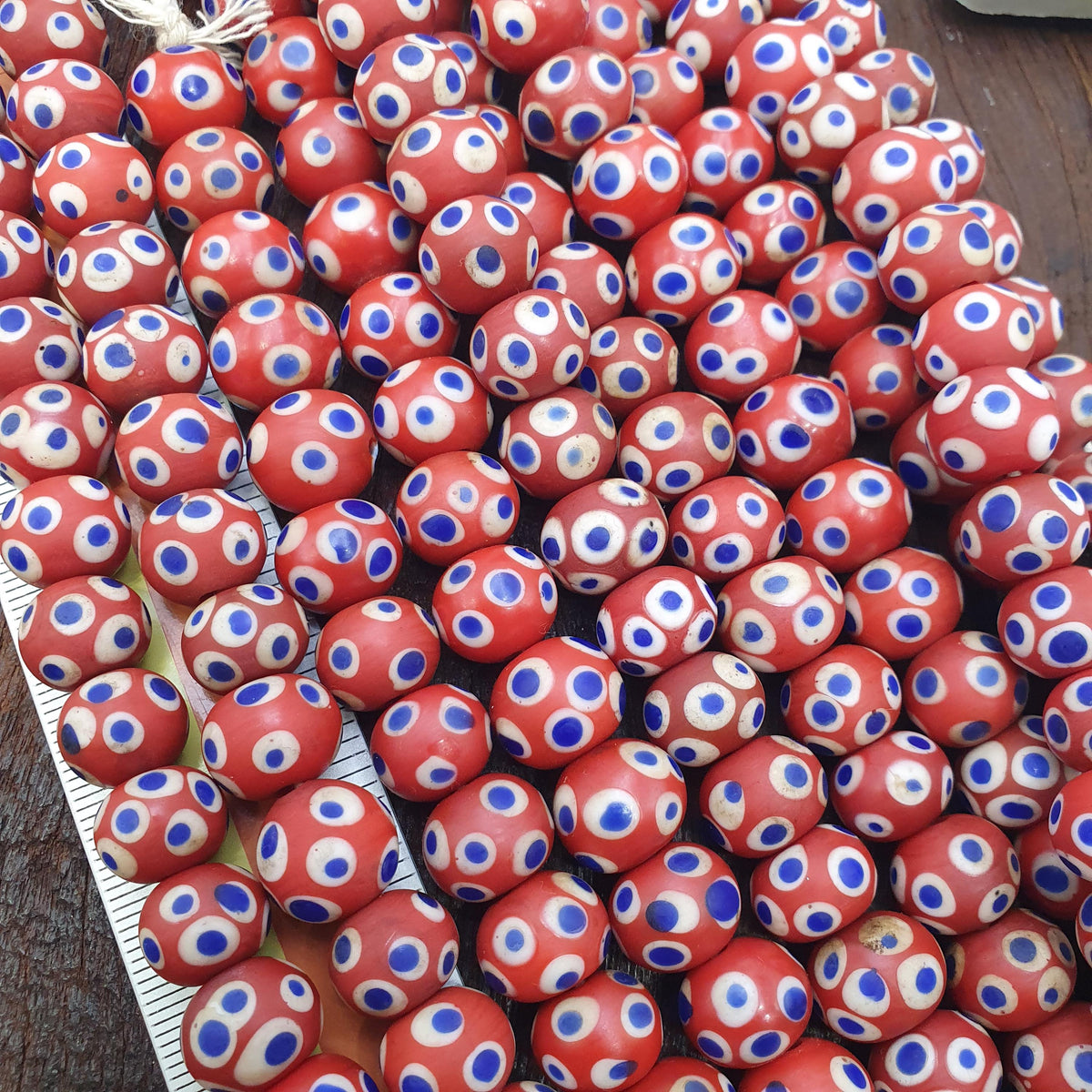 Venetian style Red Skunk Beads African Style Trade Glass Round Blue White Eye Beads Jewelry Making