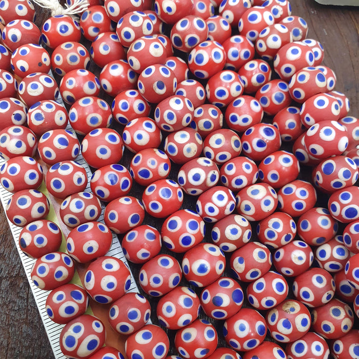 Venetian style Red Skunk Beads African Style Trade Glass Round Blue White Eye Beads Jewelry Making