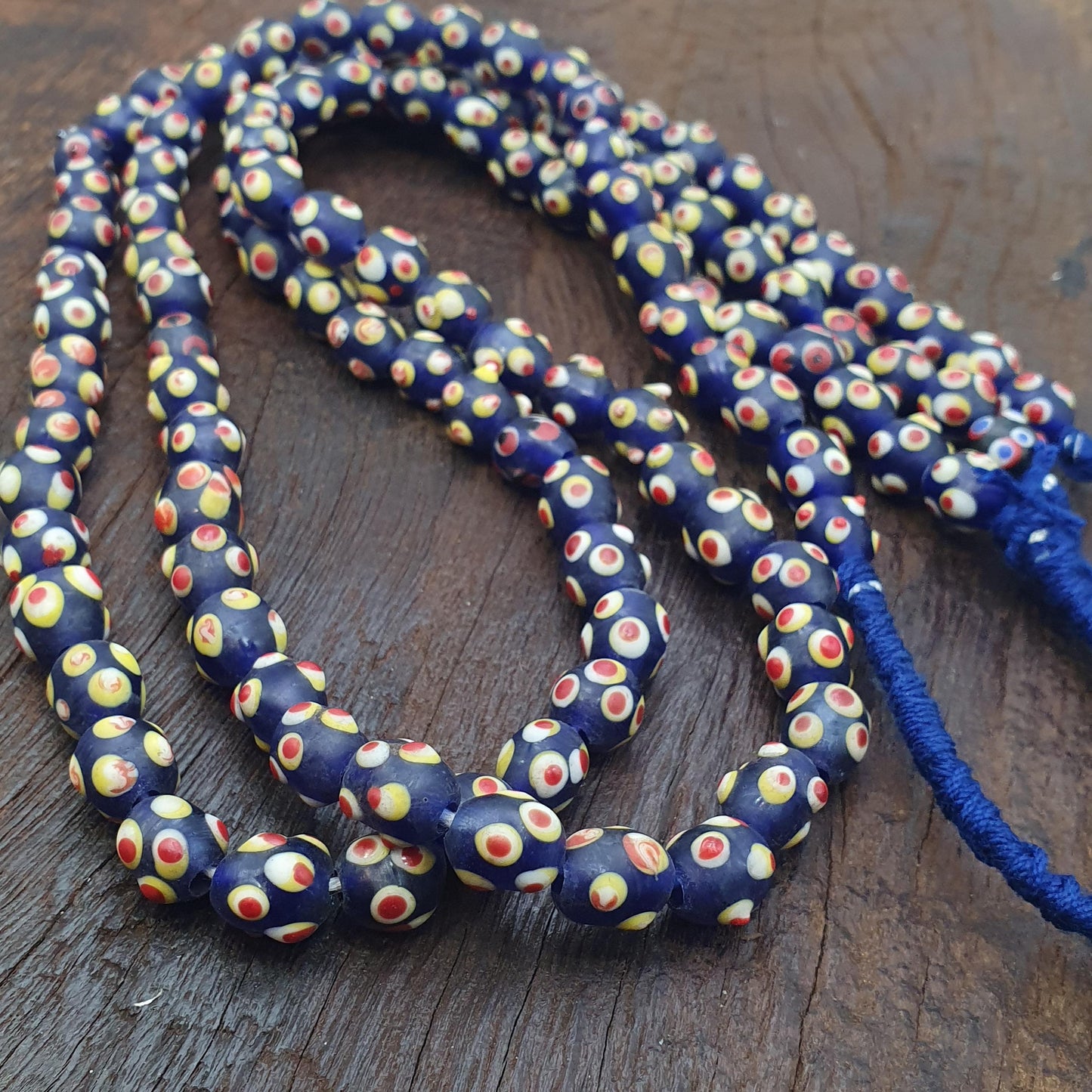 Venetian style Blue Skunk Beads African Style Trade Glass Round Blue White Eye Beads Jewelry Making