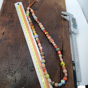 Mixed Millefiori African Style Glass Beads Mosaic Eye Pattern Strand 24 inches Long, Vintage beads, Ethnic Inspiration, Handcrafted Jewelry