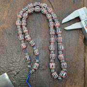 Vintage Venetian Style Chevron & Black Striped Glass Beads Strands 25" long necklace