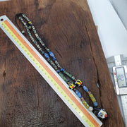 Rare Venetian Styl Face Bead Necklace - Millefiori Mosaic Glass Trade Beads - 24 inches Handmade Artisan Lampwork Jewelry