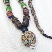 Handmade Glass Bead Statement Necklace, Large Colorful Swirl Focal Pendant, Vibrant Artisan Jewelry, Unique Bohemian . for Her
