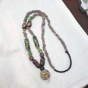 Handmade Glass Bead Statement Necklace, Large Colorful Swirl Focal Pendant, Vibrant Artisan Jewelry, Unique Bohemian . for Her