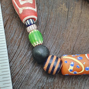 Colorful African Trade Bead Necklace, Hand Painted Tubular Glass Jewelry, Tribal Statement Necklace, Earthy Boho Style