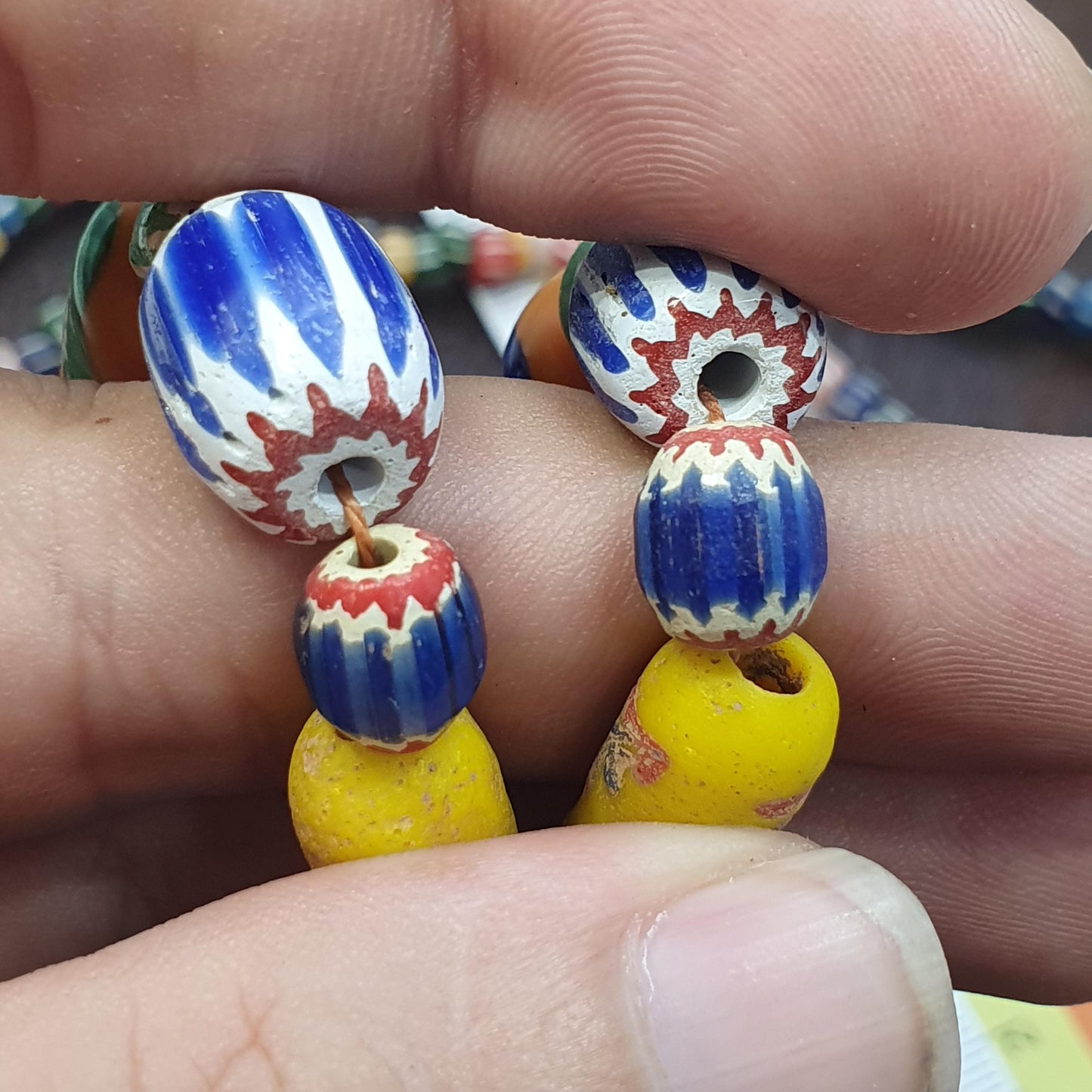 Handcrafted Glass Statement Necklace with Large Swirl Orb Pendant, Colorful Chevron Artisan Jewelry, Unique Gift for Her
