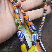 Handcrafted Glass Statement Necklace with Large Swirl Orb Pendant, Colorful Chevron Artisan Jewelry, Unique . for Her