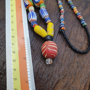 Handcrafted Glass Statement Necklace with Large Swirl Orb Pendant, Colorful Chevron Artisan Jewelry, Unique . for Her