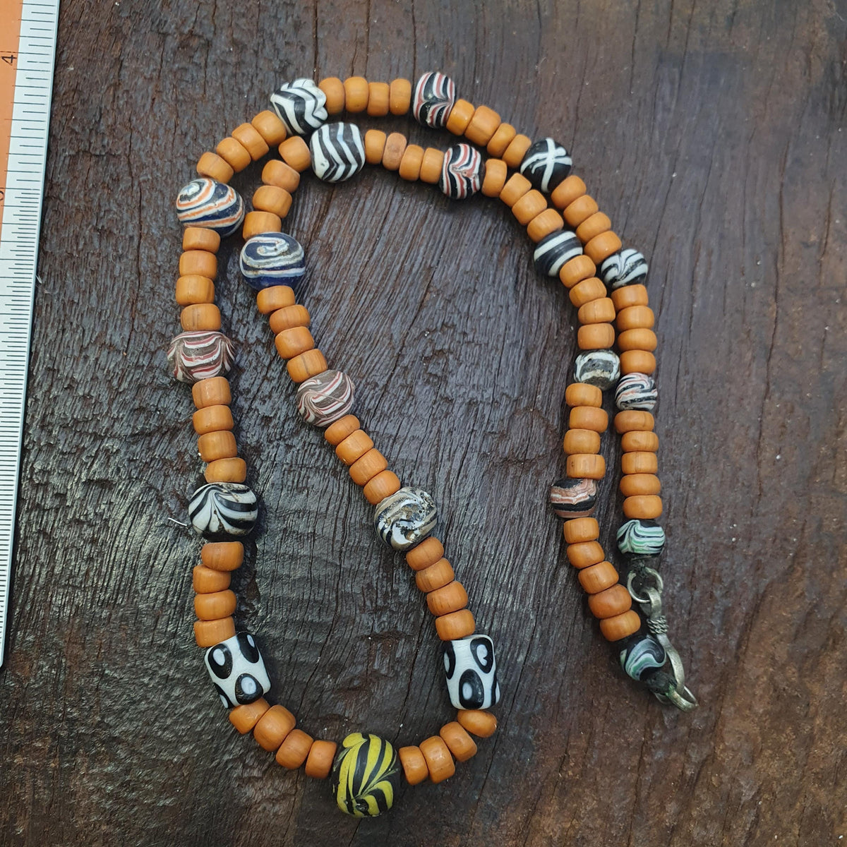 East Oasis African Style Glass Bead Necklace, Colourful Millefiori Lampwork Boho Strand
