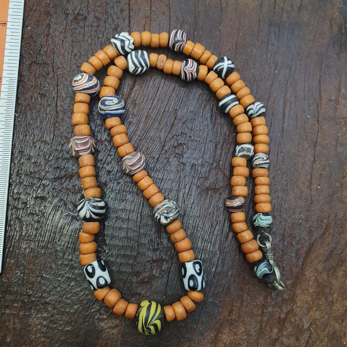 African Style Glass Bead Necklace | Colorful Lampwork Venetian Style Millefiori Beads | Boho Tribal Jewelry