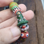 Venetian Style Glass, African Vintage Bracelet | Mixed Beads, Chevron Millefiori | Single-Strand