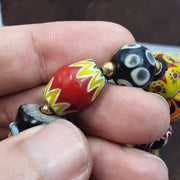 Venetian Style Glass, African Vintage Bracelet | Mixed Beads, Chevron Millefiori | Single-Strand