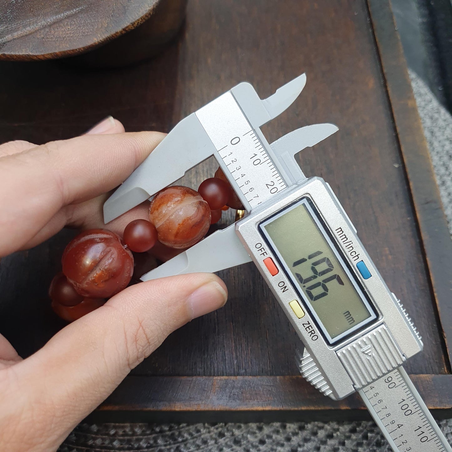 Antique Tibetan carnelian agate beads melon shape beaded Bracelet 18-20mm