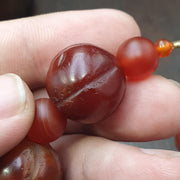 Antique Tibetan carnelian agate beads melon shape beaded Bracelet 18-20mm