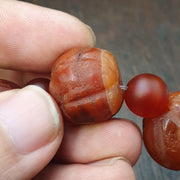 Antique Tibetan carnelian agate beads melon shape beaded Bracelet 18-20mm