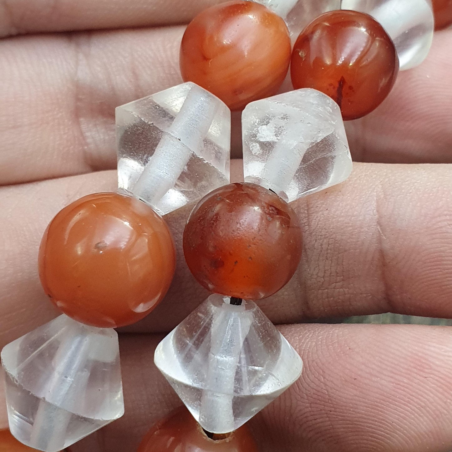 Old ancient Persian Agate Himalayan carnelian Quartz Meditation beads necklace